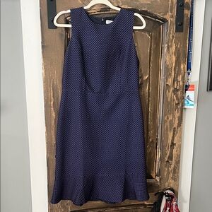 J. Crew Dark Blue Midi Dress with Dots